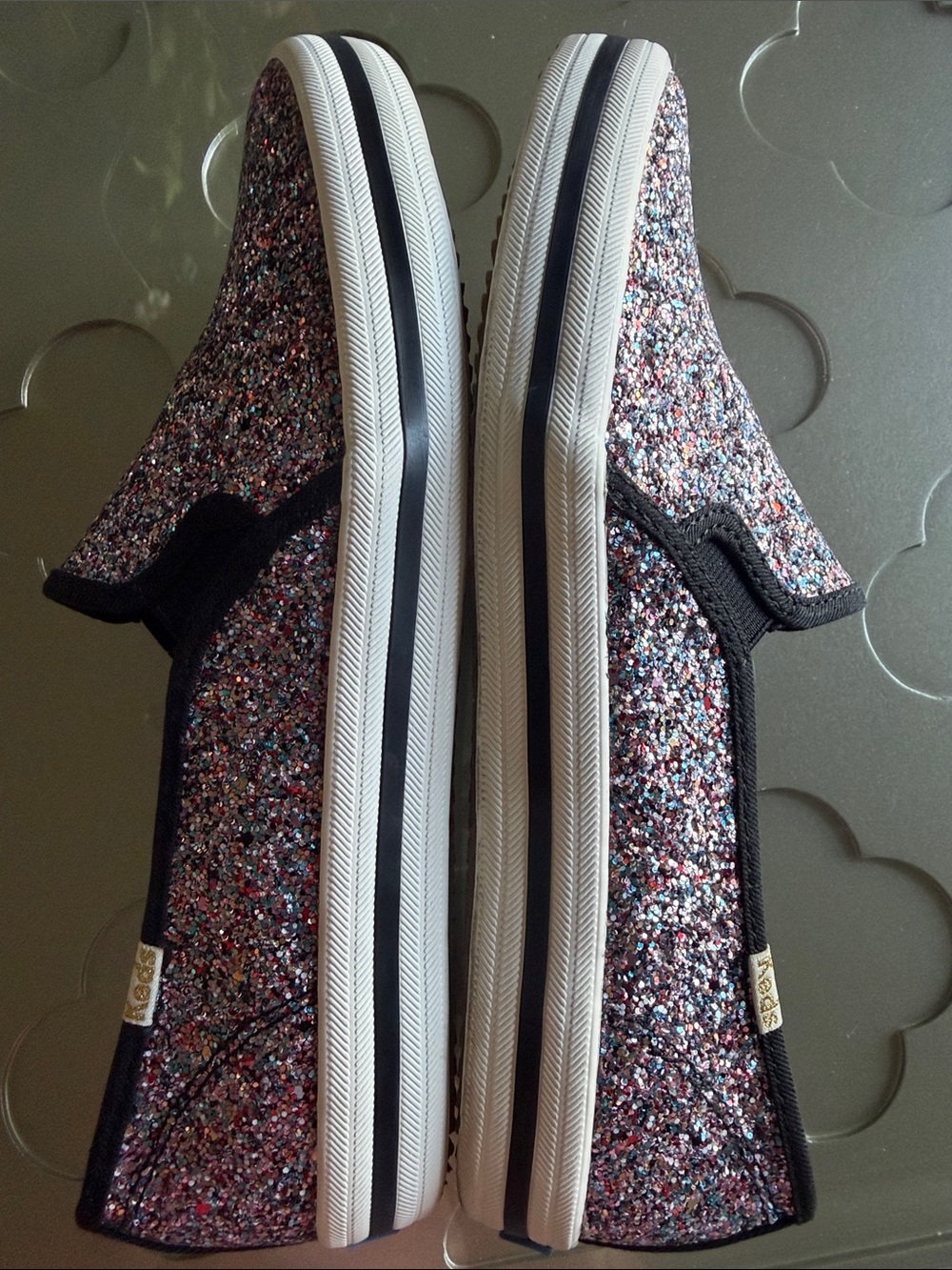 KEDS x KATE SPADE Double Decker Multicolor Glitter Slip On Sneakers Size 9 Women - Picture 11 of 15